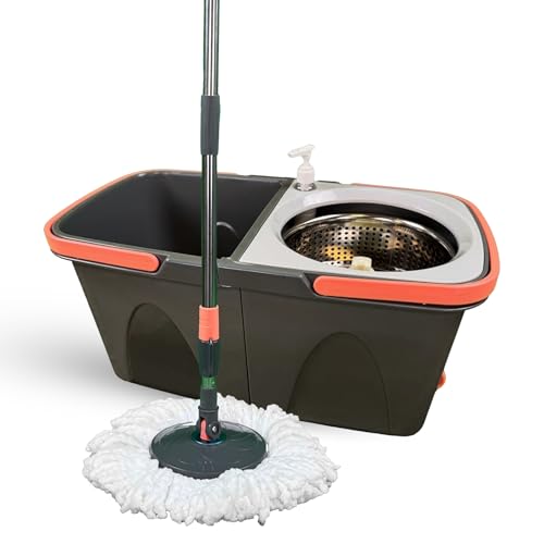 Easy Spin Microfiber Spin Mop and Bucket Set with Handle – Cleaning Tools for Home and Kitchen, Splash-Free Design, 360° Rotating Head, Ideal Cleaning Supplies for All Floor Types