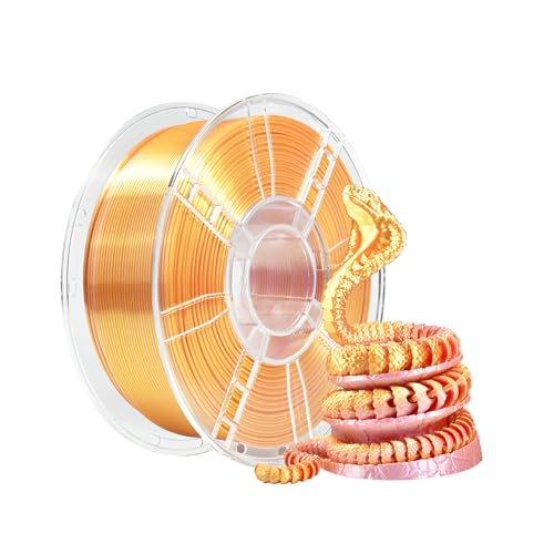 Image of iBOSS Silk PLA Plus Filament 1.75mm Dual Color Filament Silk Pink Gold 1KG, Shiny 3D Printer Filament Dimensional Accuracy + /- 0.02mm, 1kg Spool(2.2lbs) Fits for Most FDM 3D Printers(Silk Pink-Gold)