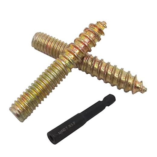 DGZ Store 20Pcs Hanger Bolts Double Headed Bolts Kit,with (M4x0.7mm) Hanger Bolt Driver, Hanger Bolts for Wood Furniture(M4x25mm)