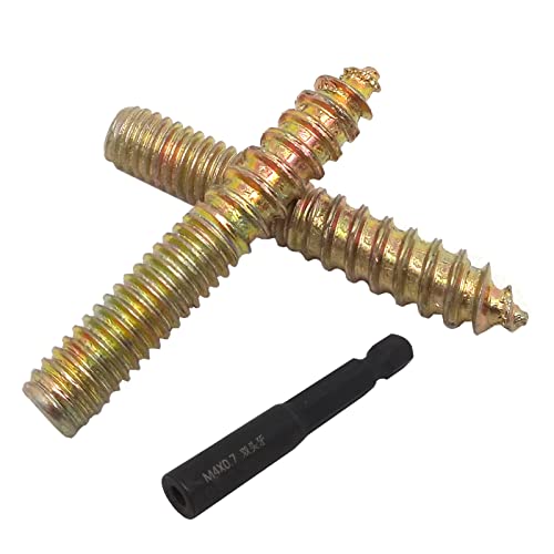 20Pcs Hanger Bolts Double Headed Bolts Kit,with (M4x0.7mm) Hanger Bolt Driver, Hanger Bolts for Wood Furniture(M4x25mm)