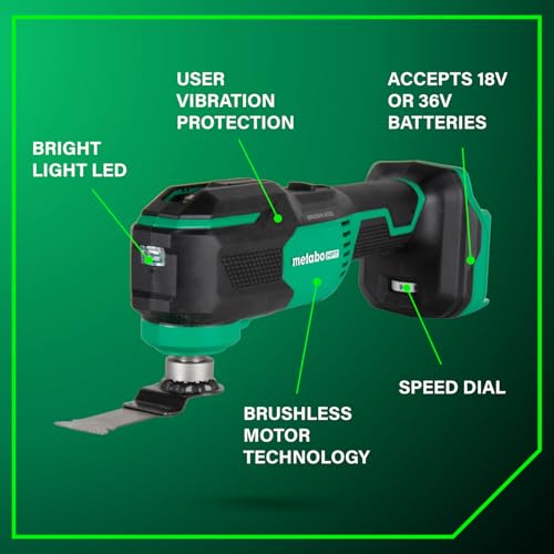 Metabo HPT 18V MultiVolt Cordless Oscillating Multi-Tool, Low Vibration Design, Universal Design, 6 Speed Settings, User Vibration Protection, Starlock, Tool Body Only, CV18DAQ4 by Metabo HPT - Image 3