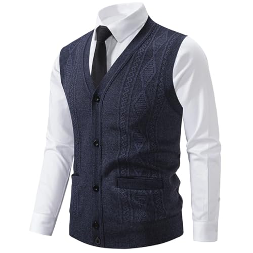 Men's V-Neck Solid Color Warm Slim Fit Knitted Vest Casual Sleeveless Knitted Vest4