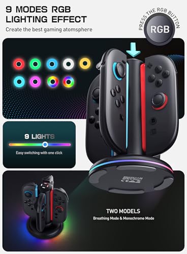 Mumba Charging Dock for Nintendo Switch 2 Joy-Con Controllers – 4 in 1 Fast Charger Station, Magnetic & Weighted Base, Bi-Directional Design, LED Indicators & Overcharge Protection - Image 6