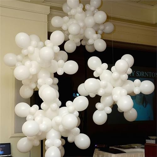 White Link Balloons, 100PCS Linking Balloons with Tail for Making Balloon Wall Arch and Chains, Pearl Quick Balloon for Wedding Birthday Baby Shower Engagement Graduation Party Decorations (6inch) by Govpy - Used condition - Image 9