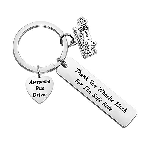 ENSIANTH Awesome Bus Driver Keychain Bus Driver Appreciation Gift Safe Ride Keychain End Of Year Bus Gift (Safe Ride bus key)