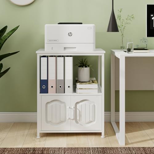 Image of Natwind 3 Tier Printer Stand, Filling File Cabinet with Open Shelves,White