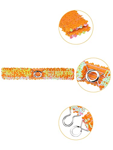 Allegra K Womens Skinny Elastic Waist Belts Sequins Decor Stretchy Belts for Dresses 2PCS2