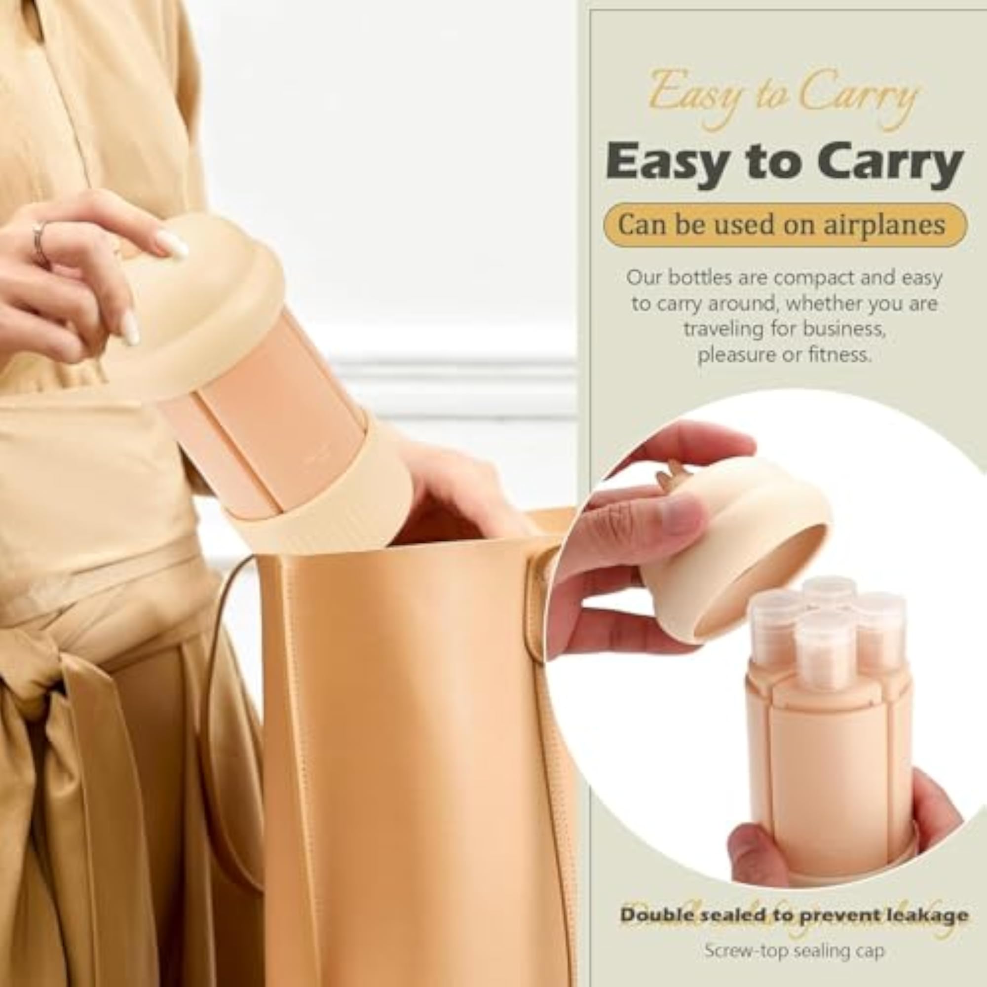 4 in 1 Travel Bottles for Toiletries, Leak Proof