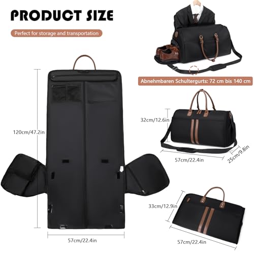 Myhozee Convertible Garment Bags for Travel Backpack Carry On Suit Duffel Bag for Hanging Clothes 3 in 1 Large Weekender Bag Business Flight Bag Suitcase with Shoe Compartment for Women Men Cream - Thumbnail 4