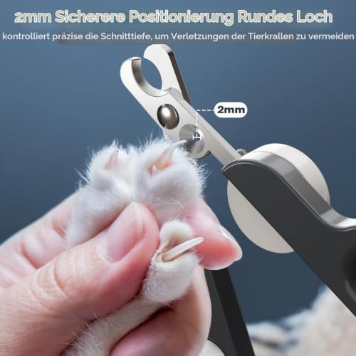 Euqvunn Krallenschere Katzen, Professional Krallenschere Kaninchen mit Doppelschneide und LED Beleuchtung, für Kätzchen, Kaninchen, Meerschweinchen, Welpen, Mittlere und Kleine Tiere (Grau Weiß)