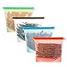 CompoundCapital 0 Reusable Silicone Food Sandwich, Sous Vide, Liquid, Meat, Vegetables, Fruit, Lunch Bags, Airtight ziploc Seal, Freezer, Dishwasher Safe,Set of 4, red, blue, green, white