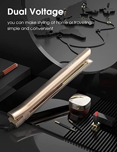 Image of ANGENIL Nano Titanium Flat Iron Straightener and Curler 2 in 1, Fast Heating, Dual Voltage 1 Inch Styling Iron for All Hair Types