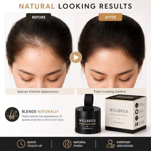 Image of Hairline Shadow Powder 4g for Men & Women | Hair Root Touch Up Powder | Hairline Filling Powder with Puff Applicator | Covers Sparse Hair Appearance | Natural Looking Finish | Easy Daily Use