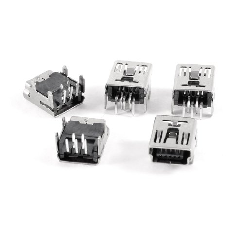 uxcell 5 Pcs Mini USB Type B Female Socket 5-Pin Right Angle Jack Connector image 2