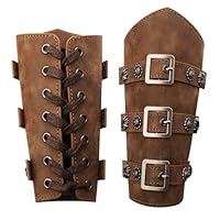 Miruchertter Leder-Armschiene, Handschuh, Armband, Renaissance-Schnalle, Armschutz für Damen und Herren, mittelalterliche braune Handgelenkmanschetten, ideal für Halloween, Cosplay, Mottoparty,