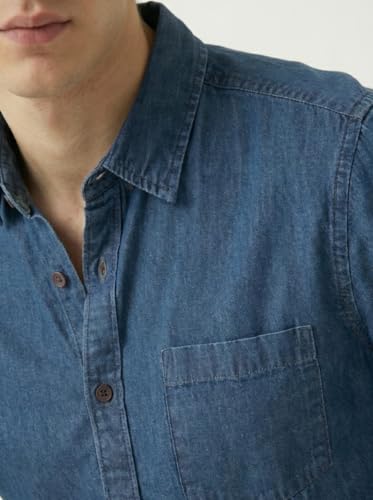 Image of Amazon Brand - INKAST Men Washed Cotton Twill Denim Casual Button Down Shirt | Full Sleeves | Regular Fit | Stylish Summer - Everyday Wear