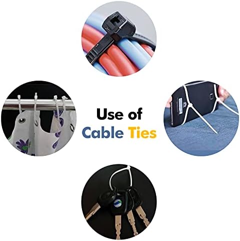 Aunly 500 Pack Cable Ties Black, Nylon PA66 Zip Ties for Home Office, Garden, Garage and Workshop, Multi-Pack Plastic Tie Wraps (100mm x 2.5, 150mm x 2.5, 150mm x 3.6, 200mm x 3.6, 250mm x 3.6)