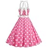HAPNBCELE Vintage Dress 1950s for Women, Tea Party Halter Polka Dot Dresses Picnics Summer Vacation Beach Outfits Slim Fit (X-Large, Pink) #3