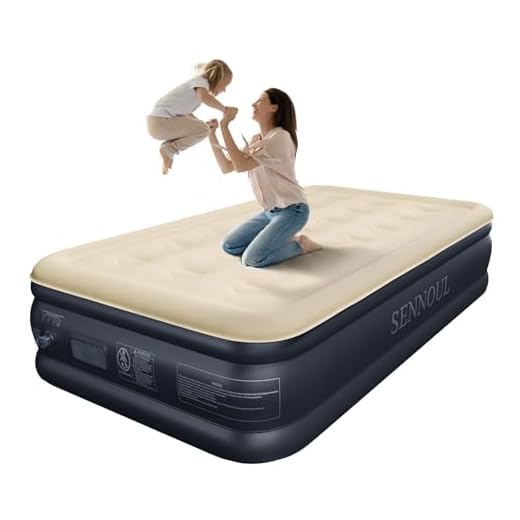 SENNOUL Twin Air Mattress with Built in Pump Raised,Upgraded Single Blow Up Bed,2 Mins Quick Self Inflatable/Deflation,18"/550lbs Max, Strong Support,No Leakage,No Odor,for Home,Guests,Camping,Travel