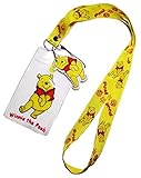 Winnie The Pooh Yellow Lanyard w/ID Holder and Charm Keychain