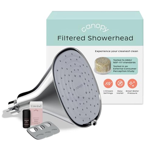 Canopy Filtered Shower Head - High Pressure Shower Head Filter for Hard Water - Shower Filter To Remove Impurities for Healthier Scalp Skin & Hair - Support Hair Growth & Minimize Breakage - Chrome