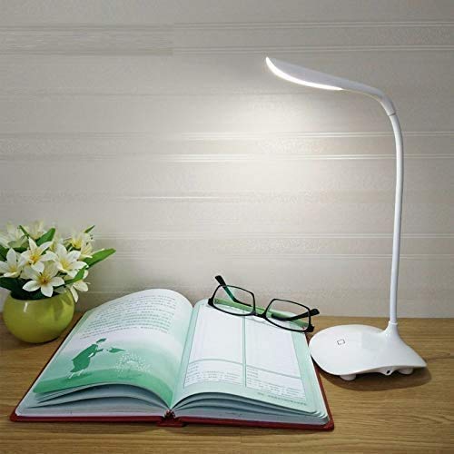 Rylan Rechargeable LED Touch On/Off Switch Desk Lamp with Children Eye Protection, USB Charging Touch Dimmer (White)