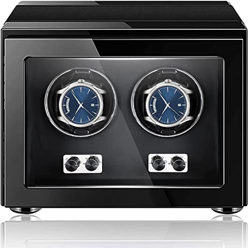 NEWTRY Remontoir Automatique de Montres Double avec lumière LED - Moteur Silencieux pour Affichage de Montres pour Homme et Femme - Adaptateur CA Non Inclus Cover