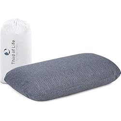Almohada Pequeña Third of Life Almohada de Viaje Volar Quickdry | Almohada Pequeña Ergonómica Viscoelástica | Funda Gris con Termorregulación y Secado Rápido | Cojín pequeño Tren, avión y Coche | Almohada Camping