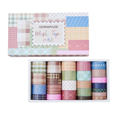 Gemmapylor Neutral Washi Tape Set 24 Rolls,Decorative Masking Tape for
