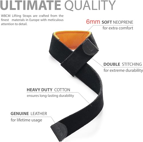 Image of WARM BODY COLD MIND Lasso Lifting Wrist Straps for Cross Training - Rated at 770 lb - Hand Wraps for Olympic Weightlifting, Powerlifting, Weight Lifting, Bodybuilding Strength Deadlift Gym Bar, Cotton