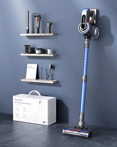 HONITURE Aspirapolvere Senza Fili Potente 450W/38Kpa, 55Mins Batteria Rimovibile, 4 in 1 Scopa Elettrica Senza Fili Potente, Anti-Avvolgimento Aspirapolvere per Pavimenti/Tappeti/Peli Animali S12.