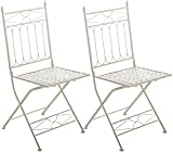 CLP Set De 2 Sillas De Balcón Asina con Función Plegable I Sillas De Jardín En Hierro Forjado Impermeables Rústicas, Color:Crema Envejecido
