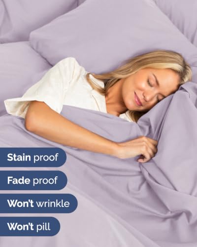 Image of Extra Deep Flex Top Split Head King Sheet Set - 6 Piece Breathable and Cooling Sheets - Hotel Luxury Bedding for Women, Men, Kids & Teens - Easy Secure Fit - Extra Deep Pockets - Light Lavender