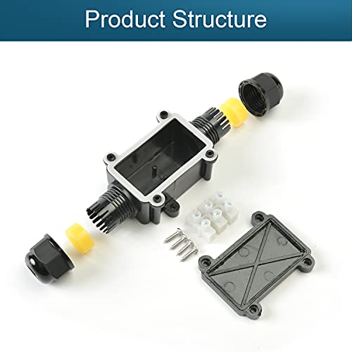 Fielect External Junction Box M9 Cable Gland Underground Electrical Junction Box Waterproof Ip66 Outdoor Junction Box, 2 Way Plug Line Electric Power Cord Boxes, Fsh711-2P/0 #TOP2