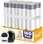 FURWEY 160Pack Cat Litter Box Liners avec cordon de serrage Compatible avec Litter-Robot 3/4 Sacs de litière Cat lourds Remplacement des sacs de déchets