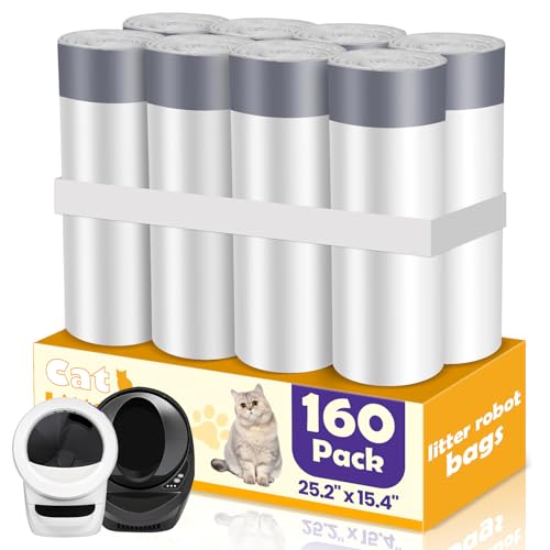 FURWEY 160Pack Cat Litter Box Liners with Drawstring Compatible with Litter-Robot 3/4 Heavy Duty Cat Litter Bags Waste Bags Replacement by FURWEY - Used condition - CA$13.84