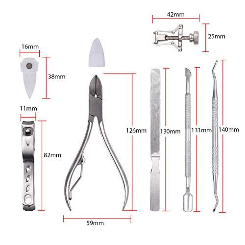 COLFULINE 7 in 1 Fußnagelzange Set, Eingewachsene Zehennägel Set, Profi Nagelpflege Set, Edelstahl Pediküre Set mit… – Bild 7