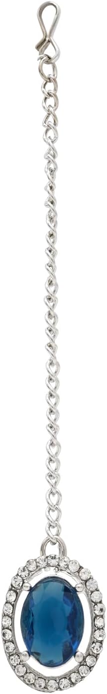 I Jewels Silver Plated Crystal Diamond Necklace With Earrings & Maang Tikka Jewellery Set for Women