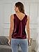 Mawor Silk Tank Top for Women Business Sequin Camisole Short Sleeve Long Fashion Backless Shirts Wine Red L