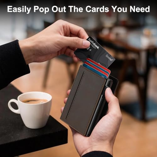 Image of Card Wallet For Men Slim Minimalist: Smart Rfid Front Pocket Pop Up Wallets