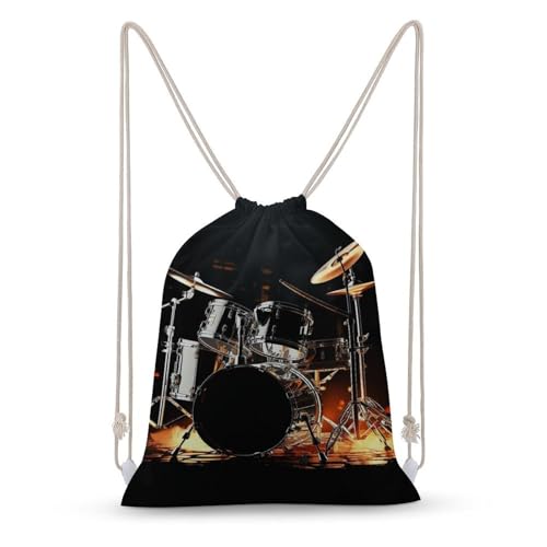 Canvas Drawstring Backpacks Drummer Sports Gym Pull String Bags Lightweight for Men Women