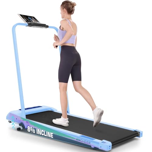 Image of Foldable Treadmill with Incline-Walking Pad with Handle Bar-Portable Walking Pad Treadmill 350+ lb Capacity-Under Desk Treadmills, 4 in 1 Running Machine LED Display /Dual Control