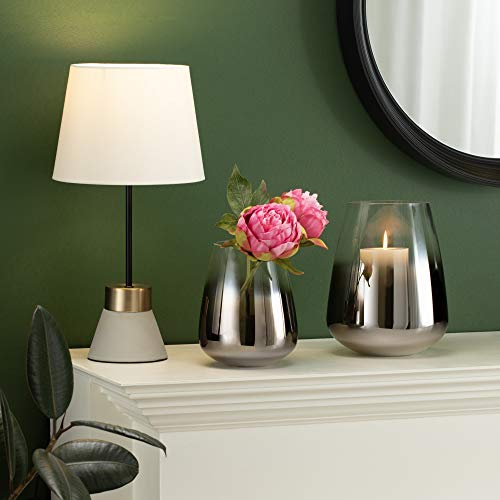 Torre & Tagus Gradient Glass Mirror Round Flower Vase / Candle Holder With Mirror Finish For Home Decor Floral Arrangement Decoration, Chrome Grey, Tall #TOP3