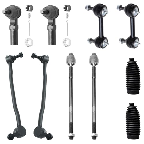 Image of Detroit Axle - 12pc Front Suspension Kit for 04-08 Nissan Maxima, Struts and Coil Spring Tie Rods Boots Front and Rear Sway Bars 2004 2005 2006 2007 2008 Replacement Ready Struts Shocks Assembly