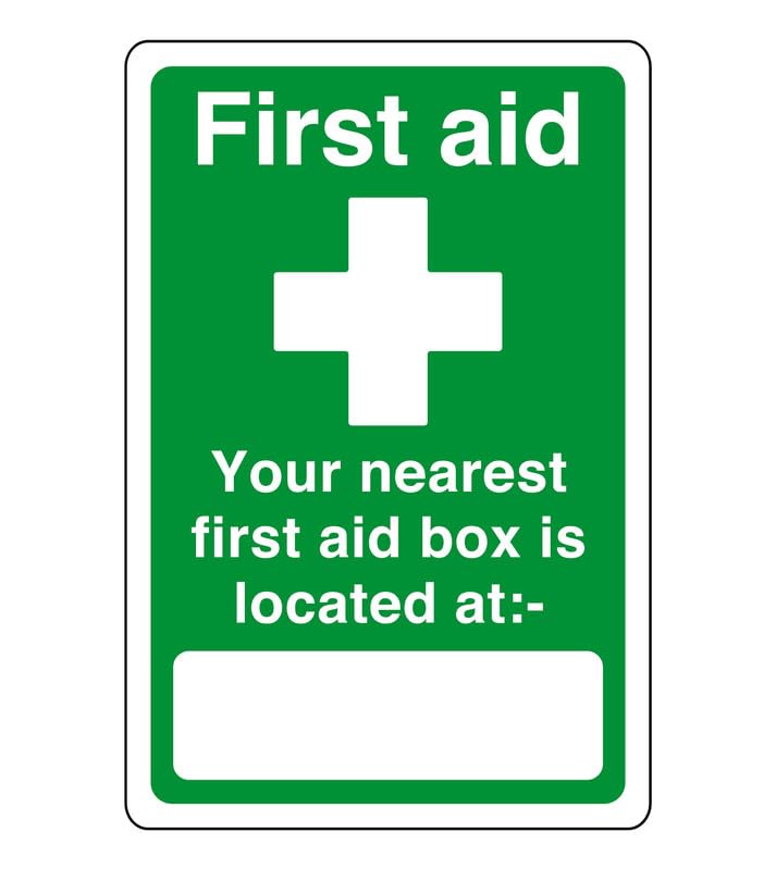SmartSign Letrero De Seguridad De 10 X 14 Pulgadas Con Texto En Inglés "Safety First Aid Kit Location", Impreso Digitalmente, Plástico HDPE De 55 Mil, Verde, Blanco Y Negro