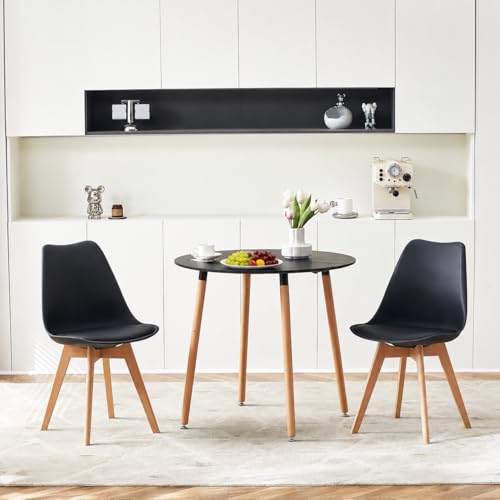 H.J WeDoo Ensemble Table et 2 Chaises Salle à Manger Moderne, Table de Cuisine Ronde en MDF pour...