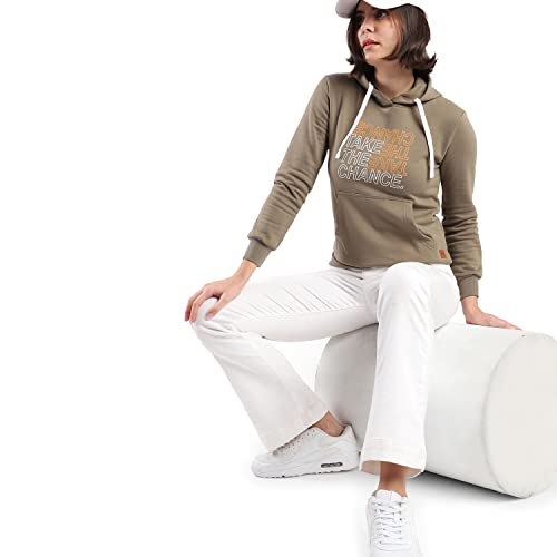 Image of PINACOLADA Women's Cotton Solid Printed Sweatshirt with Hoodie, Regular Fit for Casual Wear Full Sleeve Sweatshirt Crafted with Comfort Fit and High-Performance for Everyday Wear