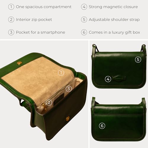 Image of Time Resistance Leather Crossbody Bag - Messenger Bag with Magnetic Closure - Leather Handbag Purse for Women