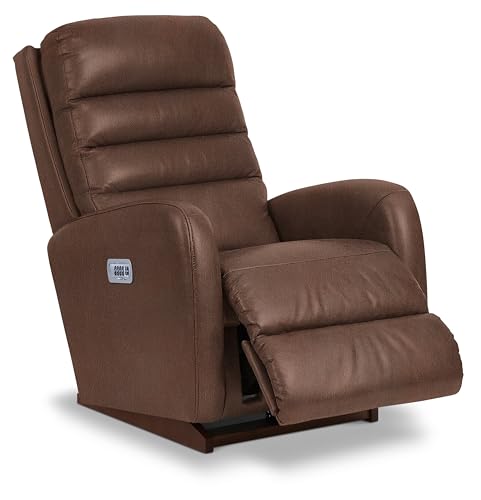 Image of La-Z-Boy Forum Power Leather Rocker Recliner w /Headrest & Lumbar, Walnut | Fully Customizable Recline with a Streamlined Design