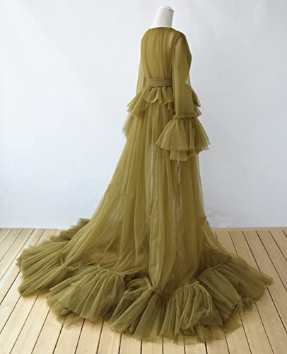 Tulle Robe Maternity Dress for Photoshoot Long Illusion Bridal Lingerie Dressing Gown Nightgown Old Hollywood Robe4